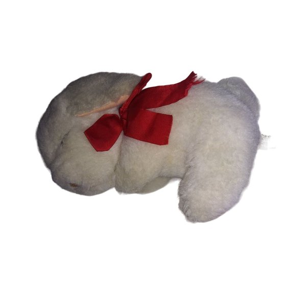 VTG  1987 Applause White Lamb Red Bow Sleeping Shotzy Musical Stuffed Plush RARE - Picture 3 of 10